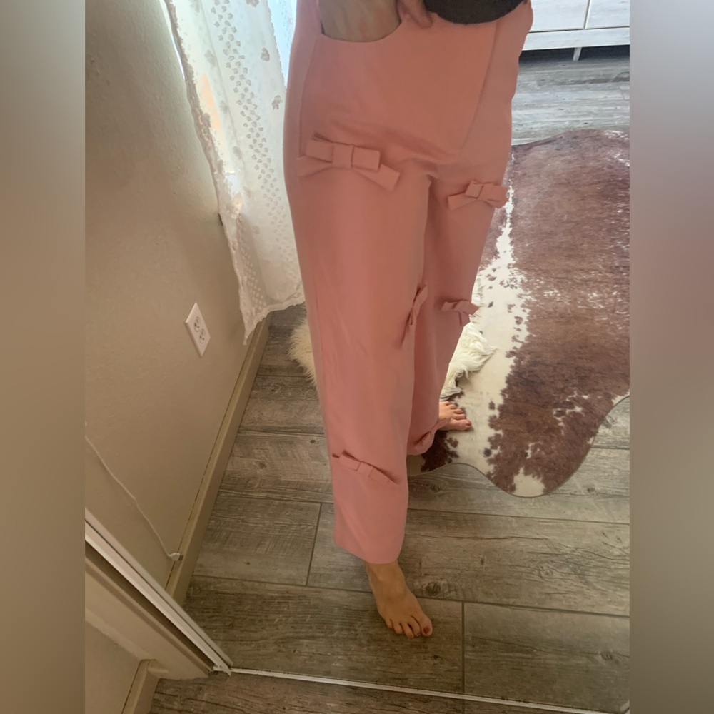 Pink bow tie pants